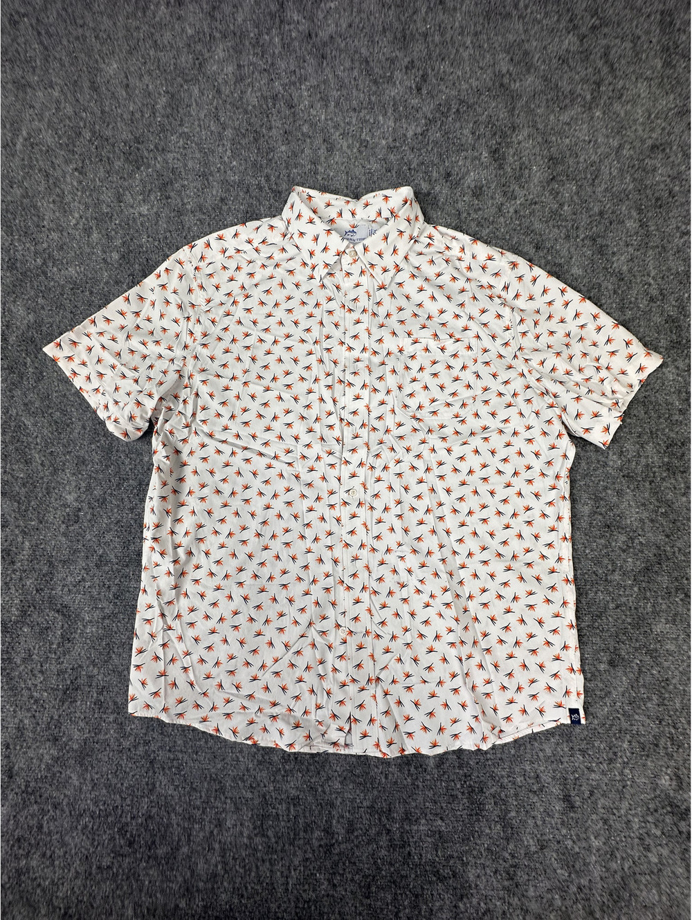 Southern Tide XL Short Sleeve Button-Up Shirt with Orange &